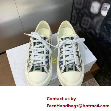 Dior Walk'n'Dior Platform Sneaker in White Multicolor Embroidered Cotton with Toile de Jouy Mexico Motif 2024 - Click Image to Close