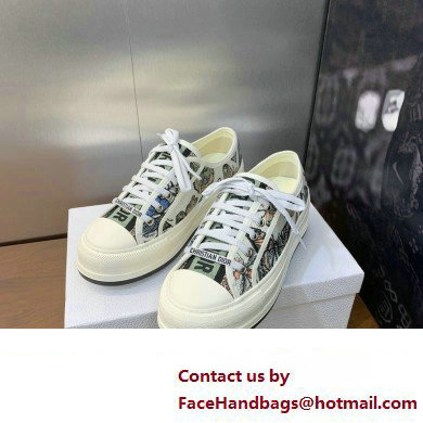 Dior Walk'n'Dior Platform Sneaker in White Multicolor Embroidered Cotton with Toile de Jouy Mexico Motif 2024