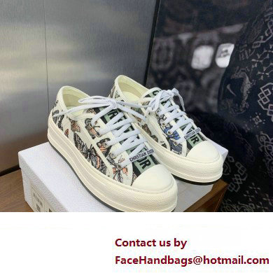 Dior Walk'n'Dior Platform Sneaker in White Multicolor Embroidered Cotton with Toile de Jouy Mexico Motif 2024