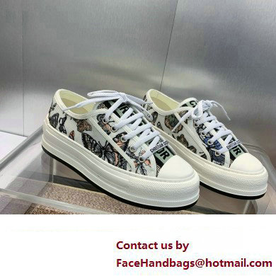 Dior Walk'n'Dior Platform Sneaker in White Multicolor Embroidered Cotton with Toile de Jouy Mexico Motif 2024