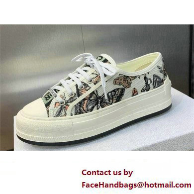 Dior Walk'n'Dior Platform Sneaker in White Multicolor Embroidered Cotton with Toile de Jouy Mexico Motif 2024