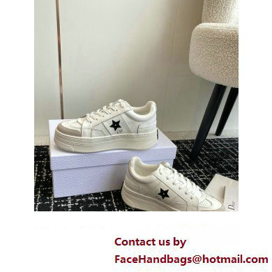 Dior White Calfskin and Suede Star Platform Sneaker 2024