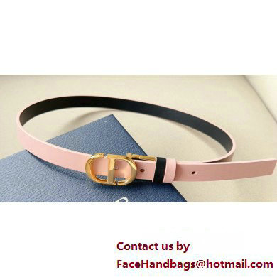 Dior Width 2cm 30 Montaigne Reversible Belt in Smooth Calfskin Pink/Black 2024 - Click Image to Close