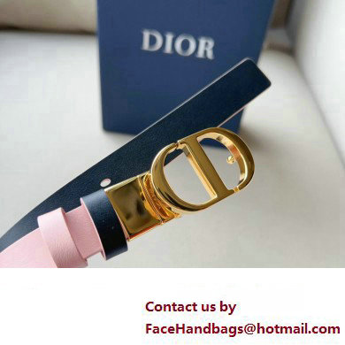 Dior Width 2cm 30 Montaigne Reversible Belt in Smooth Calfskin Pink/Black 2024