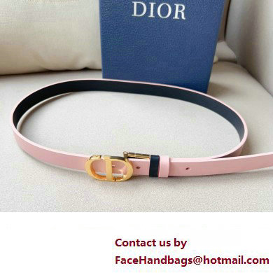 Dior Width 2cm 30 Montaigne Reversible Belt in Smooth Calfskin Pink/Black 2024