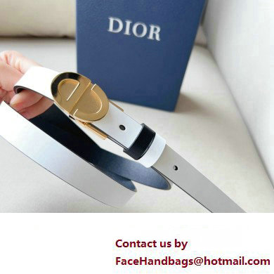 Dior Width 2cm Forever Reversible Belt in Smooth Calfskin Black/White/Gold 2024