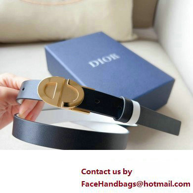 Dior Width 2cm Forever Reversible Belt in Smooth Calfskin Black/White/Gold 2024