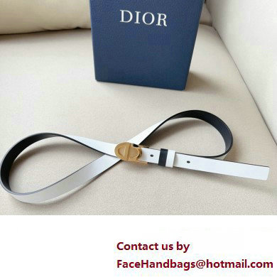 Dior Width 2cm Forever Reversible Belt in Smooth Calfskin Black/White/Gold 2024