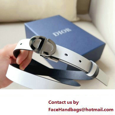 Dior Width 2cm Forever Reversible Belt in Smooth Calfskin Black/White/Silver 2024 - Click Image to Close