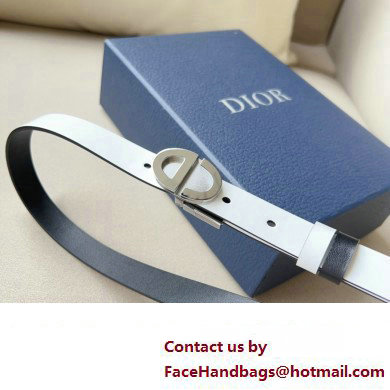 Dior Width 2cm Forever Reversible Belt in Smooth Calfskin Black/White/Silver 2024