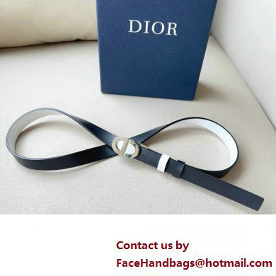 Dior Width 2cm Forever Reversible Belt in Smooth Calfskin Black/White/Silver 2024