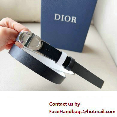 Dior Width 2cm Forever Reversible Belt in Smooth Calfskin Black/White/Silver 2024