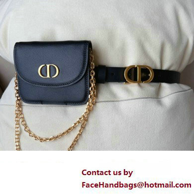 Dior Width 2cm Pouch Belt with Chain in Smooth Calfskin Black 2024