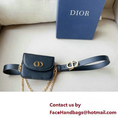 Dior Width 2cm Pouch Belt with Chain in Smooth Calfskin Black 2024