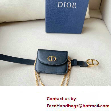 Dior Width 2cm Pouch Belt with Chain in Smooth Calfskin Black 2024