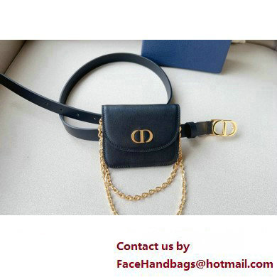 Dior Width 2cm Pouch Belt with Chain in Smooth Calfskin Black 2024