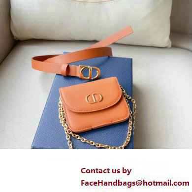 Dior Width 2cm Pouch Belt with Chain in Smooth Calfskin Brown 2024