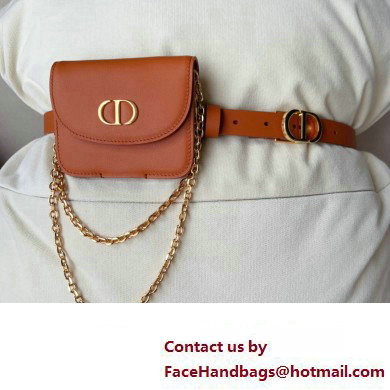 Dior Width 2cm Pouch Belt with Chain in Smooth Calfskin Brown 2024