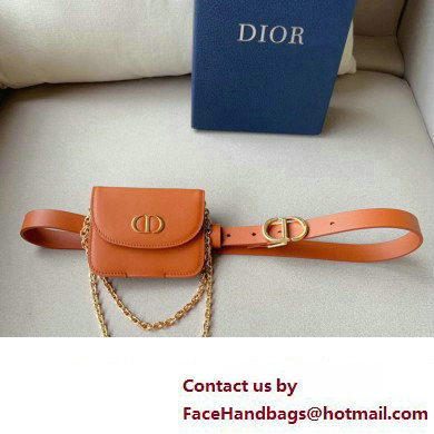 Dior Width 2cm Pouch Belt with Chain in Smooth Calfskin Brown 2024