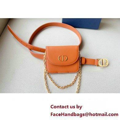 Dior Width 2cm Pouch Belt with Chain in Smooth Calfskin Brown 2024