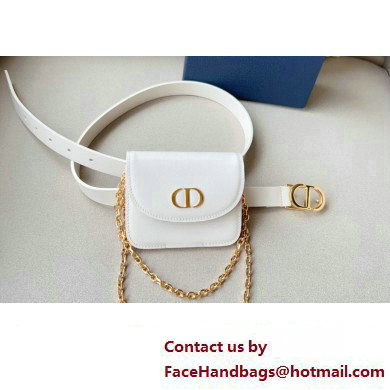 Dior Width 2cm Pouch Belt with Chain in Smooth Calfskin White 2024 - Click Image to Close