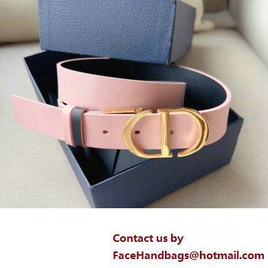 Dior Width 3cm 30 Montaigne Reversible Belt in Smooth Calfskin Pink/Black 2024 - Click Image to Close