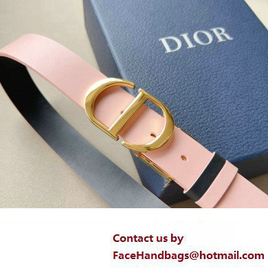 Dior Width 3cm 30 Montaigne Reversible Belt in Smooth Calfskin Pink/Black 2024