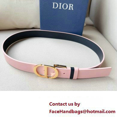 Dior Width 3cm 30 Montaigne Reversible Belt in Smooth Calfskin Pink/Black 2024