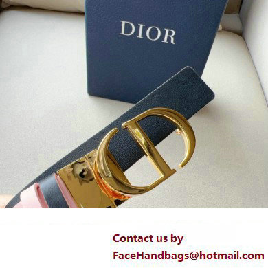 Dior Width 3cm 30 Montaigne Reversible Belt in Smooth Calfskin Pink/Black 2024