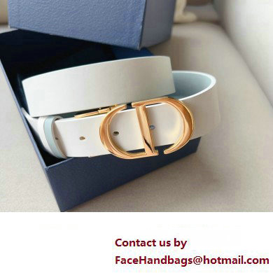 Dior Width 3cm 30 Montaigne Reversible Belt in Smooth Calfskin White 2024 - Click Image to Close