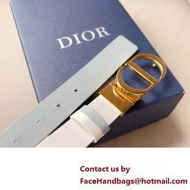 Dior Width 3cm 30 Montaigne Reversible Belt in Smooth Calfskin White 2024