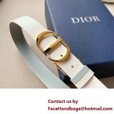 Dior Width 3cm 30 Montaigne Reversible Belt in Smooth Calfskin White 2024