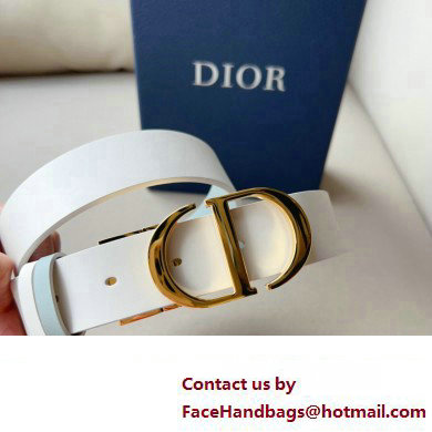 Dior Width 3cm 30 Montaigne Reversible Belt in Smooth Calfskin White 2024