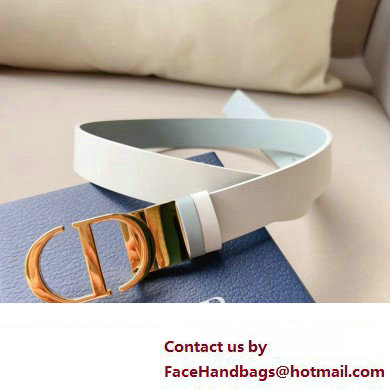 Dior Width 3cm 30 Montaigne Reversible Belt in Smooth Calfskin White 2024