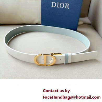 Dior Width 3cm 30 Montaigne Reversible Belt in Smooth Calfskin White 2024