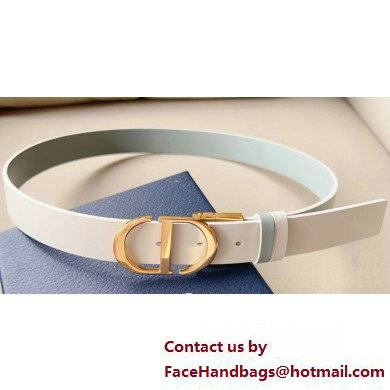 Dior Width 3cm 30 Montaigne Reversible Belt in Smooth Calfskin White 2024