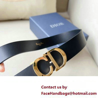 Dior Width 3cm C'est Belt in Smooth Calfskin Black/Gold 2024