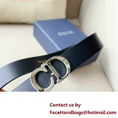 Dior Width 3cm C'est Belt in Smooth Calfskin Black/Silver 2024 - Click Image to Close