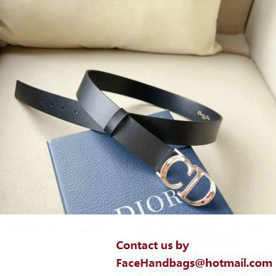 Dior Width 3cm C'est Belt in Smooth Calfskin Black/Silver 2024