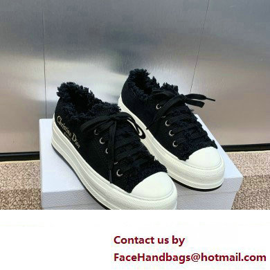 Dior black Fringed Cotton Canvas with Embroideries Walk'n'Dior Platform Sneaker 2024