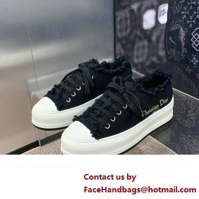 Dior black Fringed Cotton Canvas with Embroideries Walk'n'Dior Platform Sneaker 2024