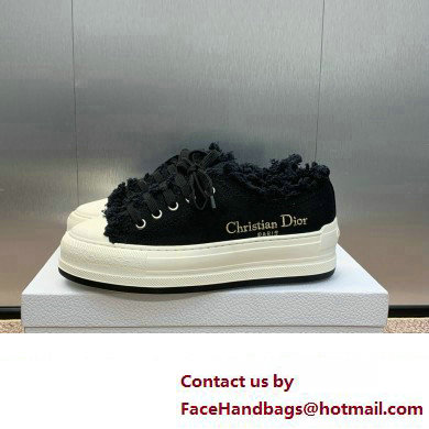 Dior black Fringed Cotton Canvas with Embroideries Walk'n'Dior Platform Sneaker 2024