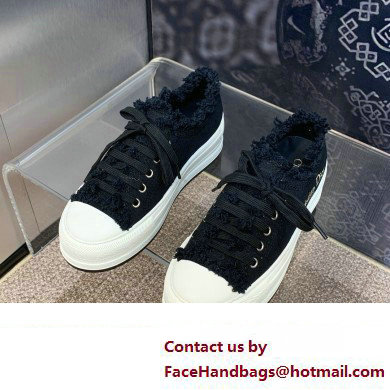 Dior black Fringed Cotton Canvas with Embroideries Walk'n'Dior Platform Sneaker 2024