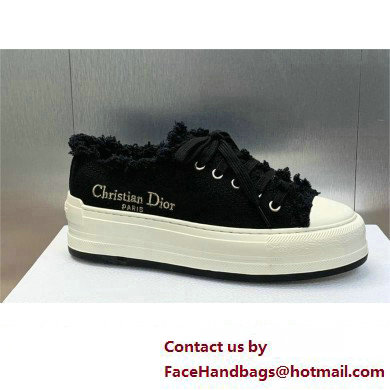 Dior black Fringed Cotton Canvas with Embroideries Walk'n'Dior Platform Sneaker 2024