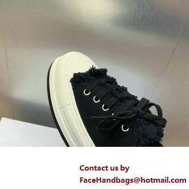 Dior black Fringed Cotton Canvas with Embroideries Walk'n'Dior Platform Sneaker 2024