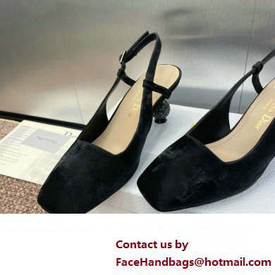 Dior heel 5.5CM LA CIGALE Slingback Pump IN BLACK VELVET 2024