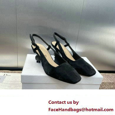 Dior heel 5.5CM LA CIGALE Slingback Pump IN BLACK VELVET 2024