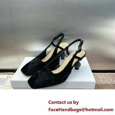 Dior heel 5.5CM LA CIGALE Slingback Pump IN BLACK VELVET 2024