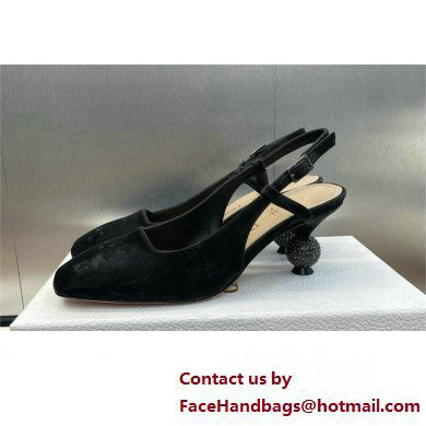 Dior heel 5.5CM LA CIGALE Slingback Pump IN BLACK VELVET 2024