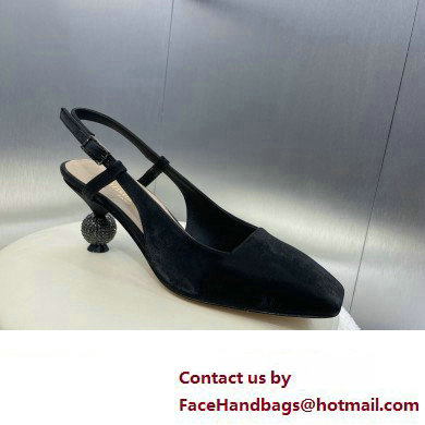 Dior heel 5.5CM LA CIGALE Slingback Pump IN BLACK VELVET 2024